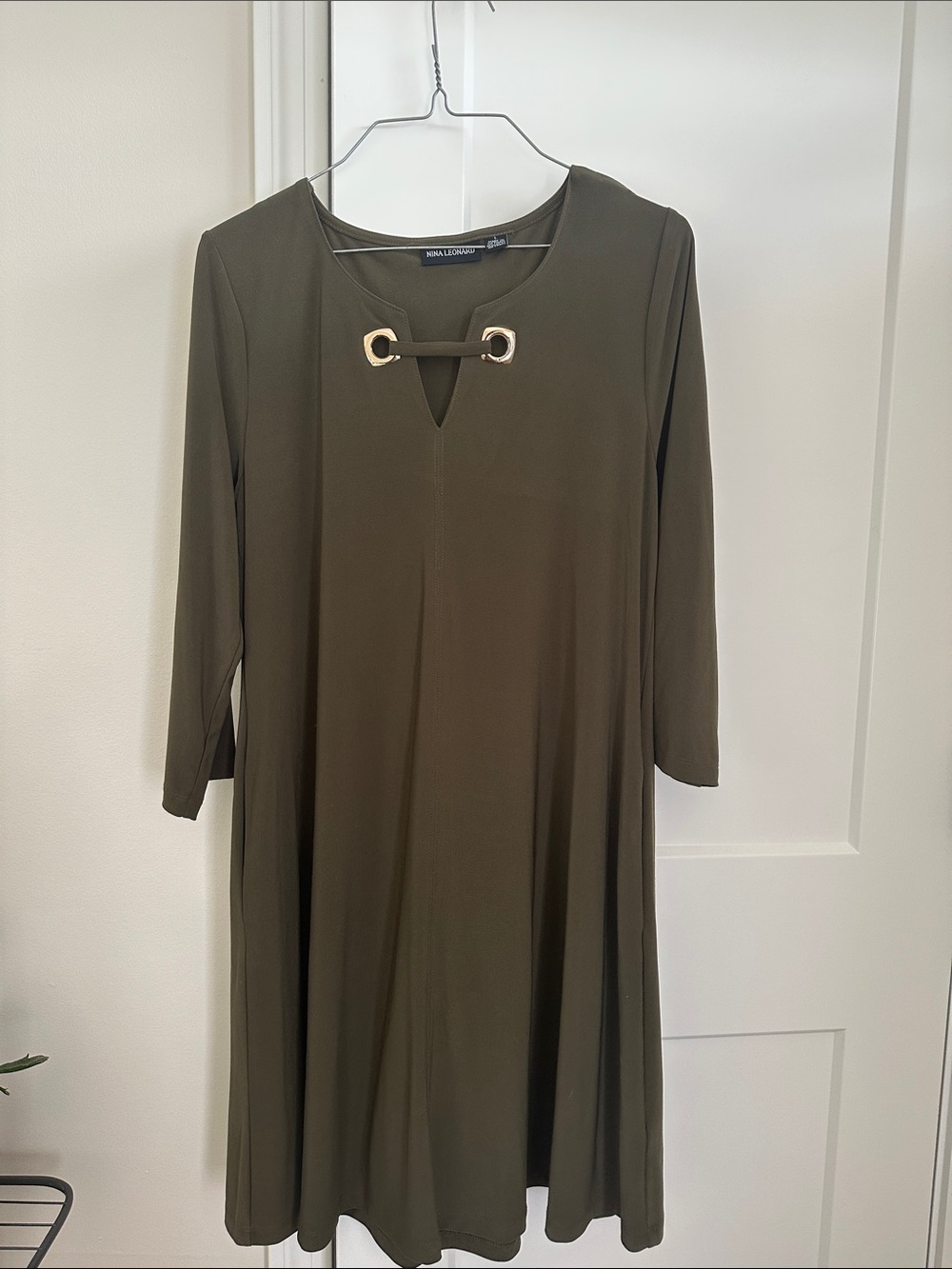 Nina Leonard Olive GreenDress